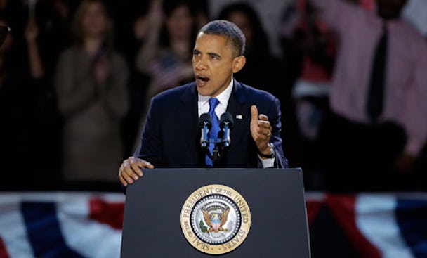 Barack Obama håller segertal efter att ha omvalts till USA:s president.