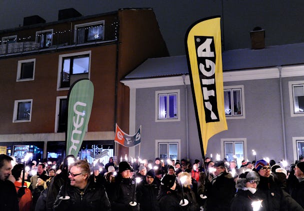 Manifestation i Tranås mot Stigas varsel.