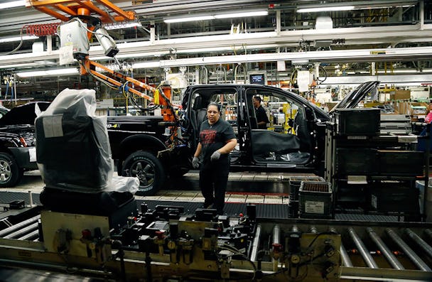 Interiör från Nissans fabrik i Canton. Majoriteten har enligt bilarbetarfacket UAW röstat för facklig anslutning.