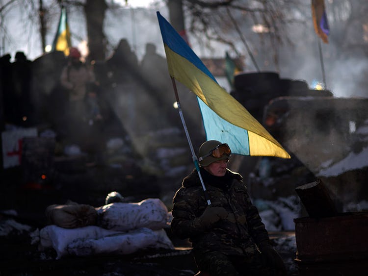 Protesterande i Kiev, Ukraina.