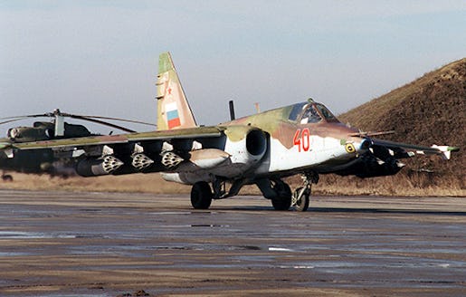 Ett ryskt stridsplan av typen Su-25. Bilden är en arkivbild tagen i Tjetjenien. Foto: AP/TT