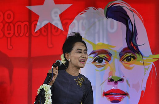 Burmas oppositionsledare Aung San Suu Kyi. Foto: AP/TT