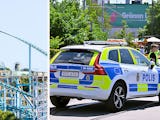 Splitbild – bergochdalbanen Jetline och polis på plats efter olyckan på Gröna Lund där en kvinna dog och flera skadades.