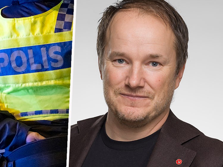 Genrebild på polis och Uppsalas kommunalråd Tobias Smedberg (V).