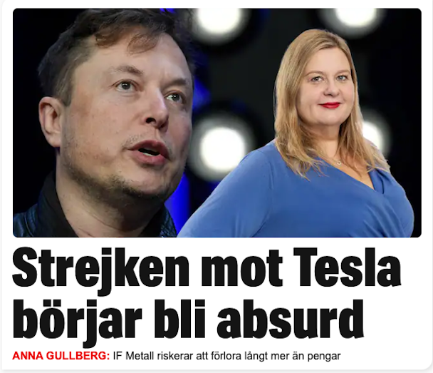 Expressens Anna Gullberg skrev om strejken på Tesla.