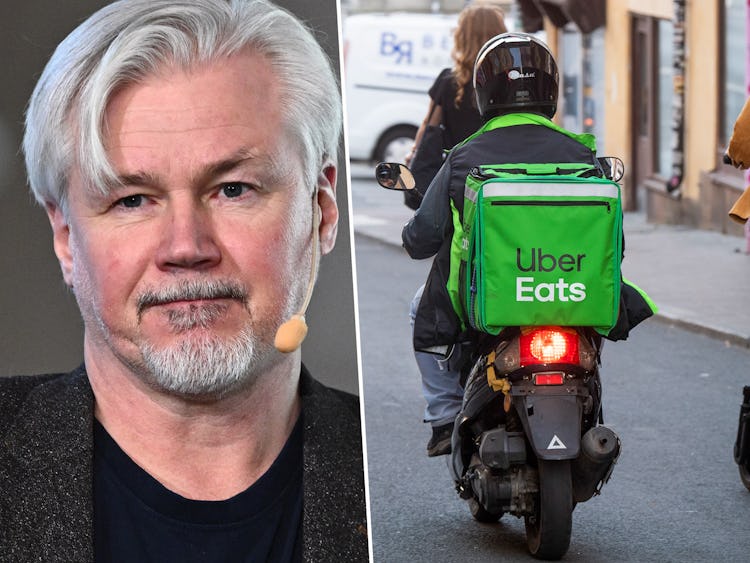LO:s Torbjörn Johansson och en Uber Eats-förare.