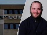 Delad bild. En bild på Alexander Törnqvist och andra bilden är på AcadeMedia byggnad.