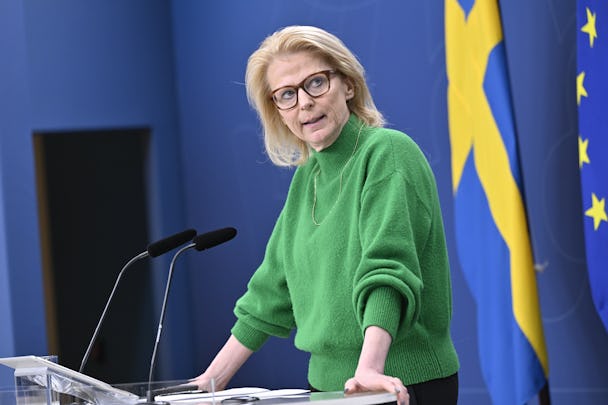 20240219 Finansminister Elisabeth Svantesson (M) håller pressbriefing om det ekonomiska läget.