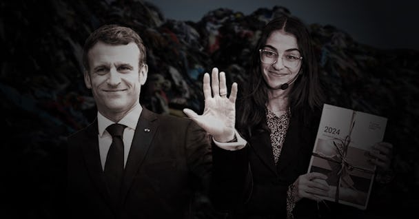 Frankrikes president Emanuel Macron och Sveriges klimatminister Romina Pourmohktari
