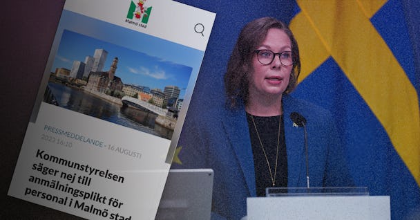 Malmö, regeringen, Maria Malmer Stenegard, anmälningsplikt, angiverilagar, moderaterna