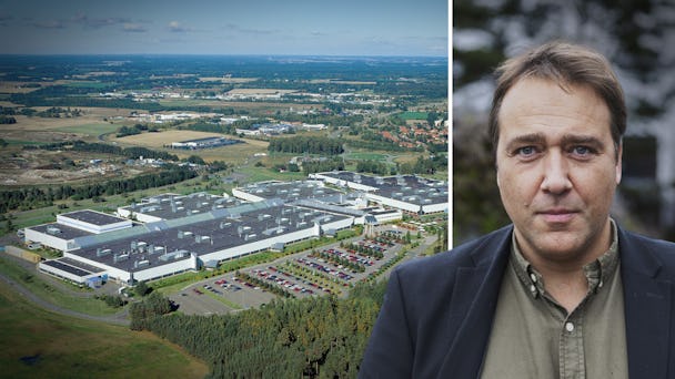 Fastighets avtalssekreterare Joakim Oscarssonoch Volvos fabrik i Skövde.