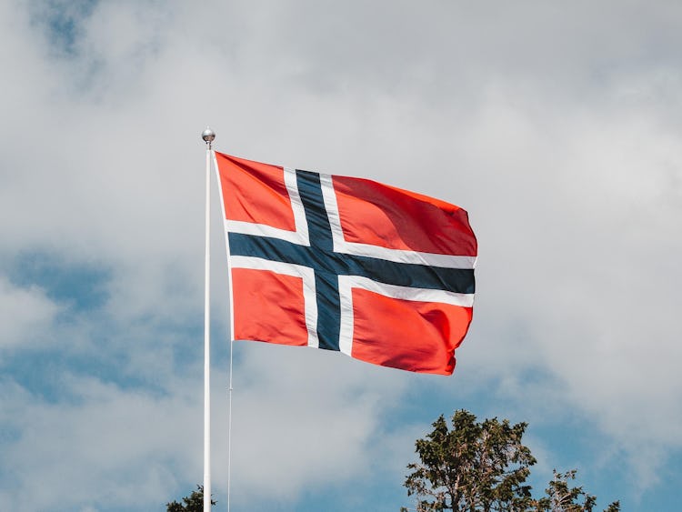 En vajande norsk flagga.