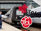 bild på öresundståg och loggor från S och Seko