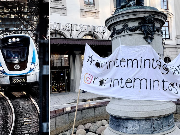 Vilda strejken på pendeltågen i Stockholm.
