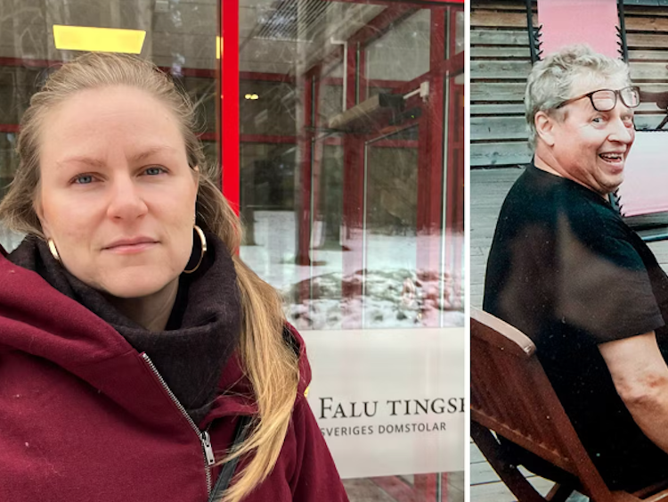 Två bilder en på Anna-Karin Hällman i röd jacka och en på Per som sitter i en stol.