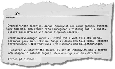 Ur Jan Strömqvists akt hos Säpo.