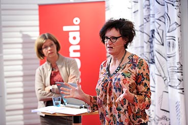 Ulrika Lorentzi och Annelie Nordström, Kommunal, presskonferens om anhörigvård.