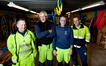 Anläggningsarbetarna Roger Kristensen, Bert-Ove Jansson, Börje Gustafsson och Robert Dahlgren i Nyköping.