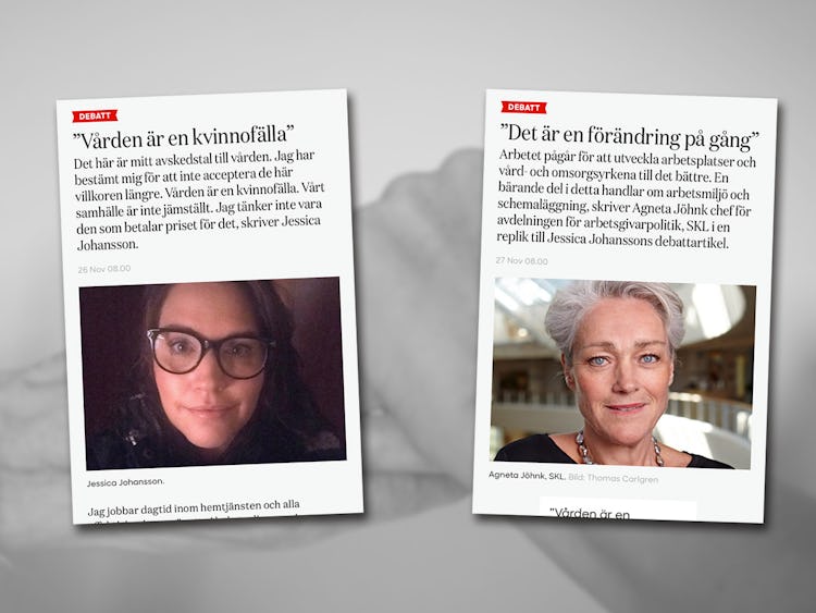 Jessica Johanssons och Agneta Jöhnks debattartiklar.