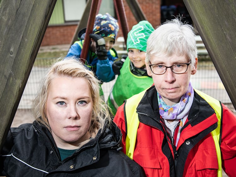 Emelie Björkman och Lena Tikkanen med Arvid Ihlar och Charlie Törnqvist.