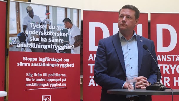 Kommunals ordförande Tobias Baudin. LO startar nu en kampanj mot LAS-utredningens förslag. Medlemmarna uppmanas att protestera på www.anställningstrygghet.nu.