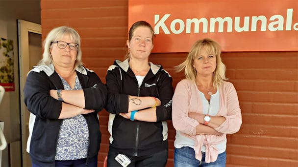 Eva Sens, fackligt förtroendevald, Therese Lundell, ordförande sektion Dalarna och Eva Olsson, skyddsombud och huvudskyddsombud anestesi-, operation- och iva-kliniken Falu lasarett.