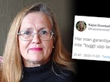 Agneta Thomasin Svensson med Kajsa Dovstads tweet (numera raderad).