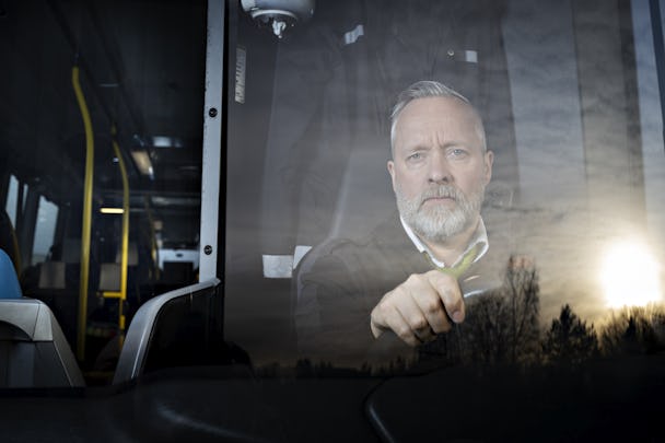 Petri Myllykoski, bussförare och huvudskyddsombud.