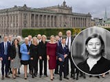 Nya regeringen framför riksdagen och porträttbild på Malin Ragnegård som tycker att välfärden är osynlig i Tidöavtalet