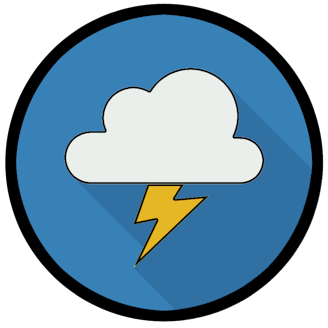 En stiliserad ikon av ett blixtrande moln