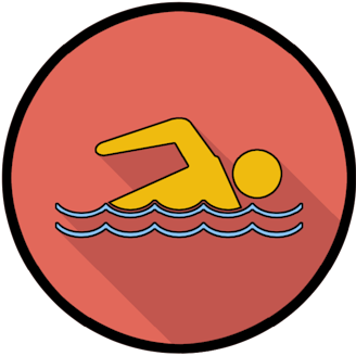 En stiliserad ikon av en simmande person