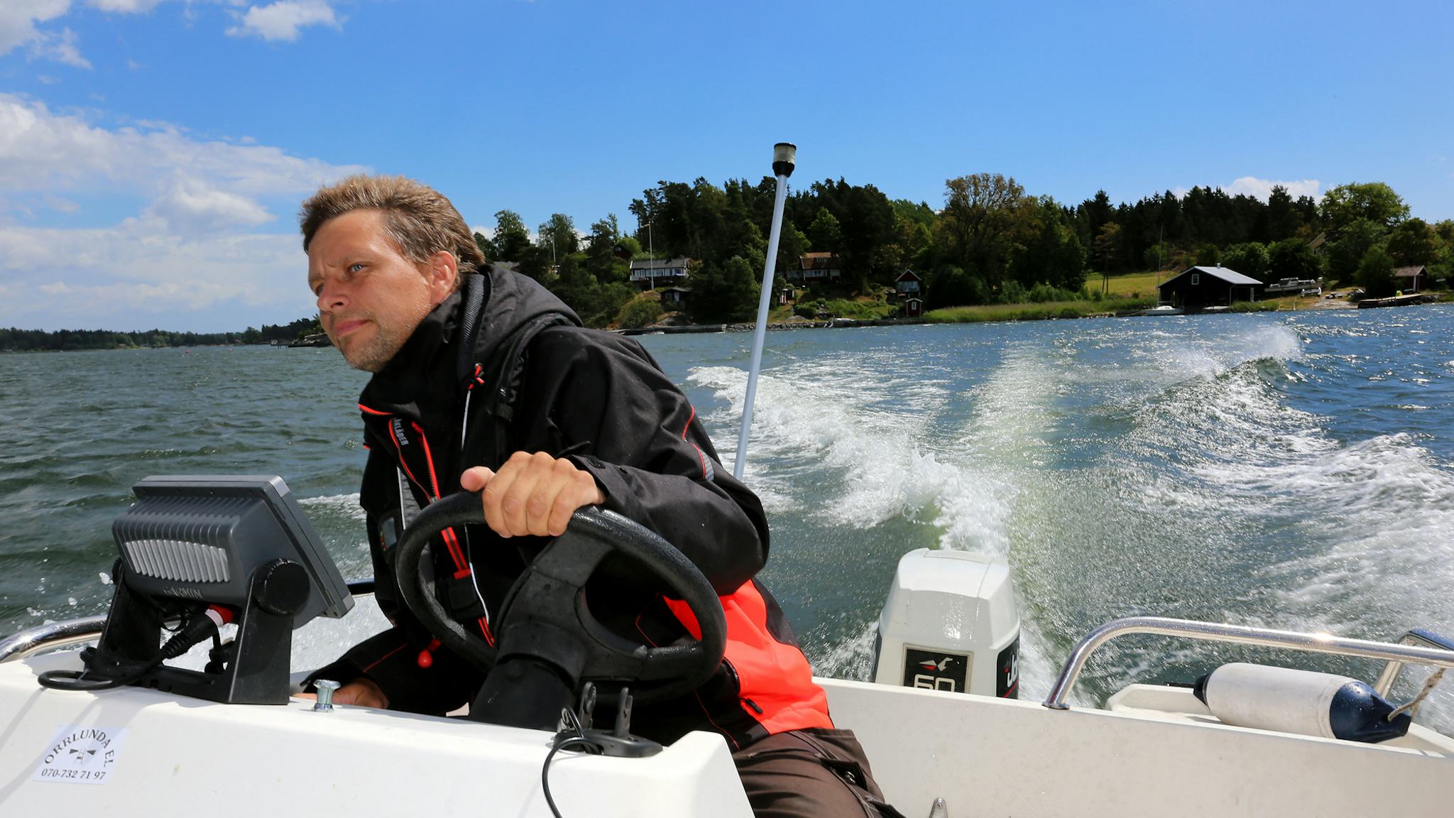 Jerry Kumlin i sin båt