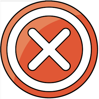 En röd ikon med ett kryss på