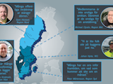 En karta över Sverige, med citat från personerna i texten.