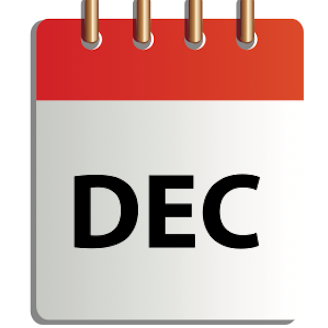 Ett tecknat kalenderblad för december