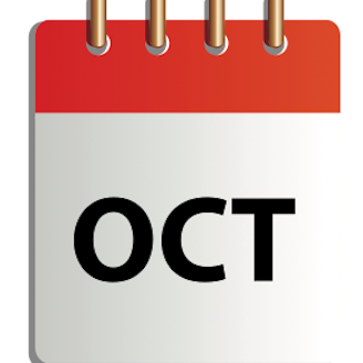 Ett tecknat kalenderblad för oktober