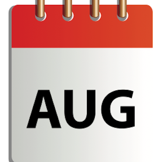 Ett tecknat kalenderblad för augusti