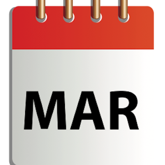 Ett tecknat kalenderblad för mars
