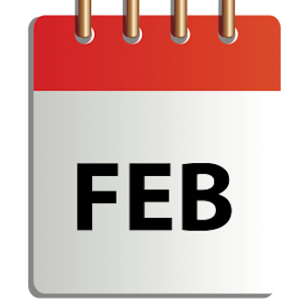 Ett tecknat kalenderblad för februari