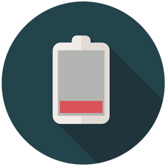En tecknad ikon för tomt batteri