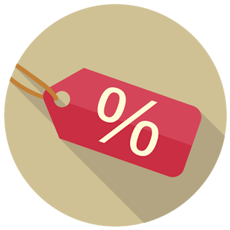 En tecknad prislapp med ett procent-tecken på