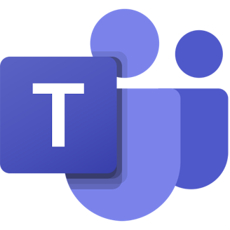 Ikonen för Microsoft Teams: Två stiliserade människofigurer invid en ruta med ett T i.