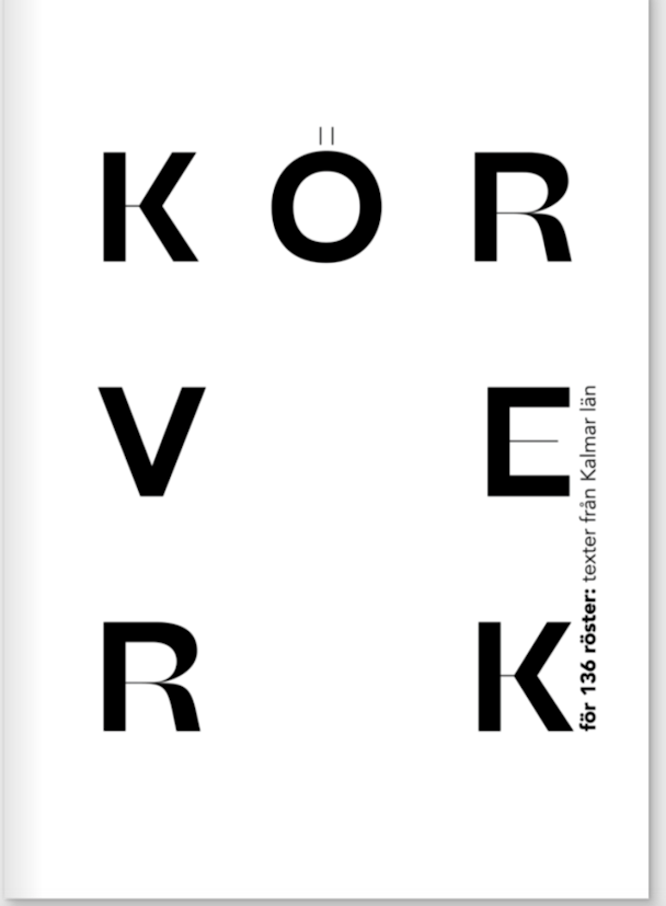 Framsidan på boken Körverk – en enkel vit bas med bokens titel i blockiga svarta bokstäver.
