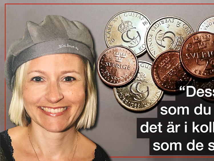 En bild på Ida-Therese Högfeldt monterad över en bikd på mynt, och citatet: "Dessa förmåner som du tar för givet, det är i kollektivavtalet som de står skrivet".