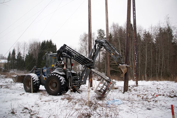 Från olycksplatsen i Tyfors, där två linjemontörer omkom i november. Foto: Per Eklund