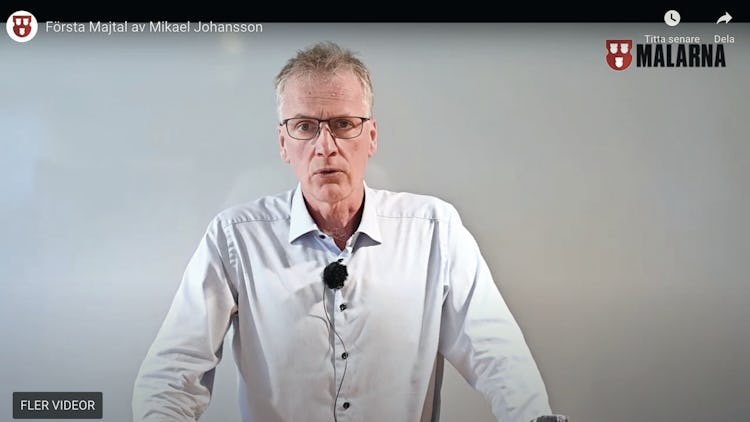 Mikael Johansson i ett videoklipp på en datorskärm