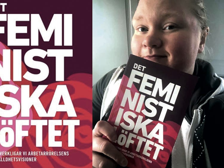 Josefin Johansson håller i boken ”Det feministiska löftet”.